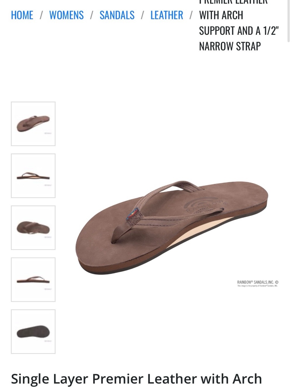 Rainbow Women’s Brown Leather Flip Flop Sandal